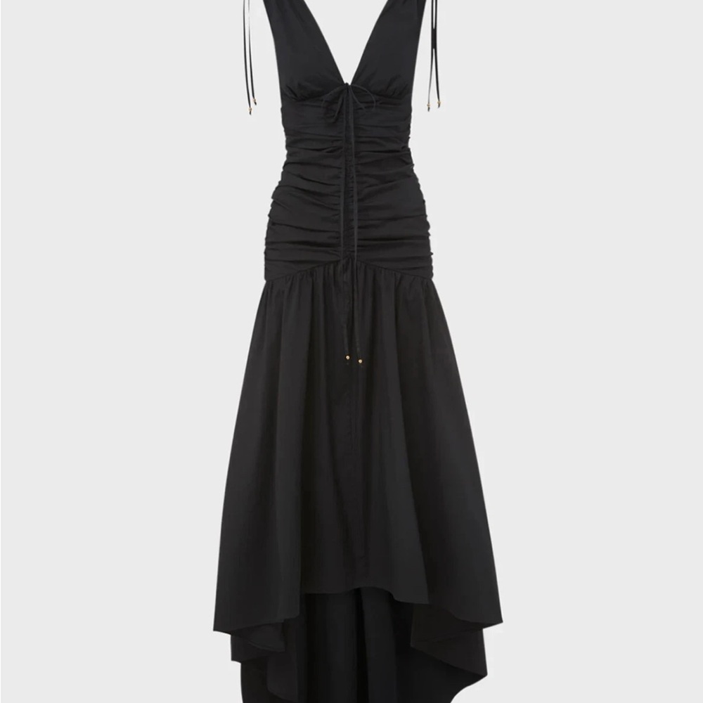 NWT Veronica Beard Perrin Ruched High-Low  Maxi Black Dress - Picture 6 of 10